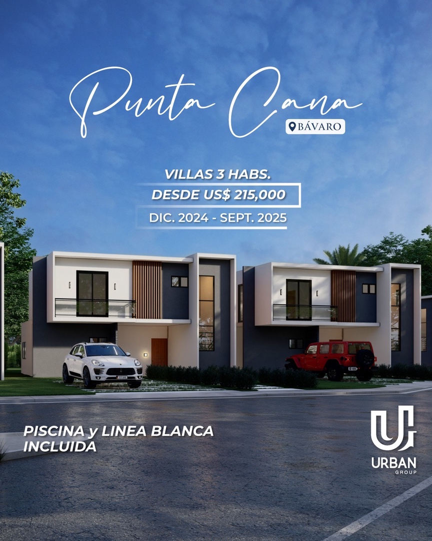 casas vacacionales y villas - Villas en Punta Cana/ Piscina y Línea Blanca Incluida.
Reserva con U$5,000  2