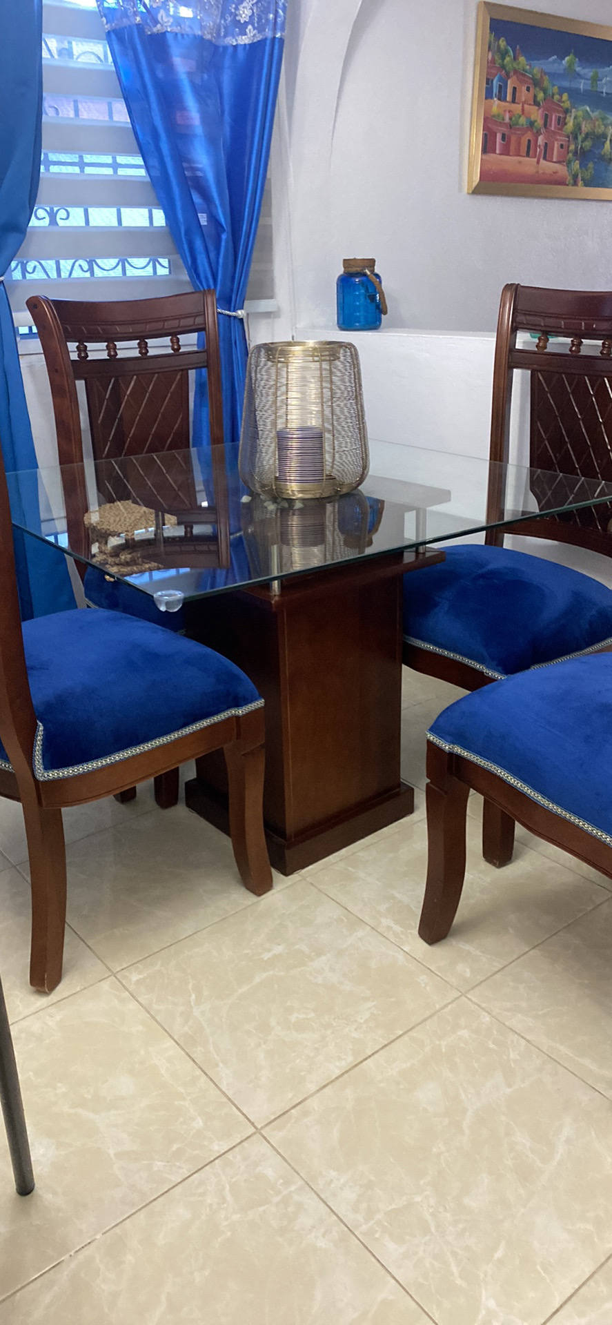 muebles y colchones - juego de comedor 4 silla caoba 