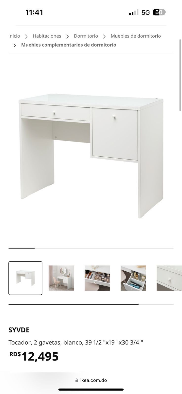 muebles y colchones - Tocador 2 gavetas color blanco. 