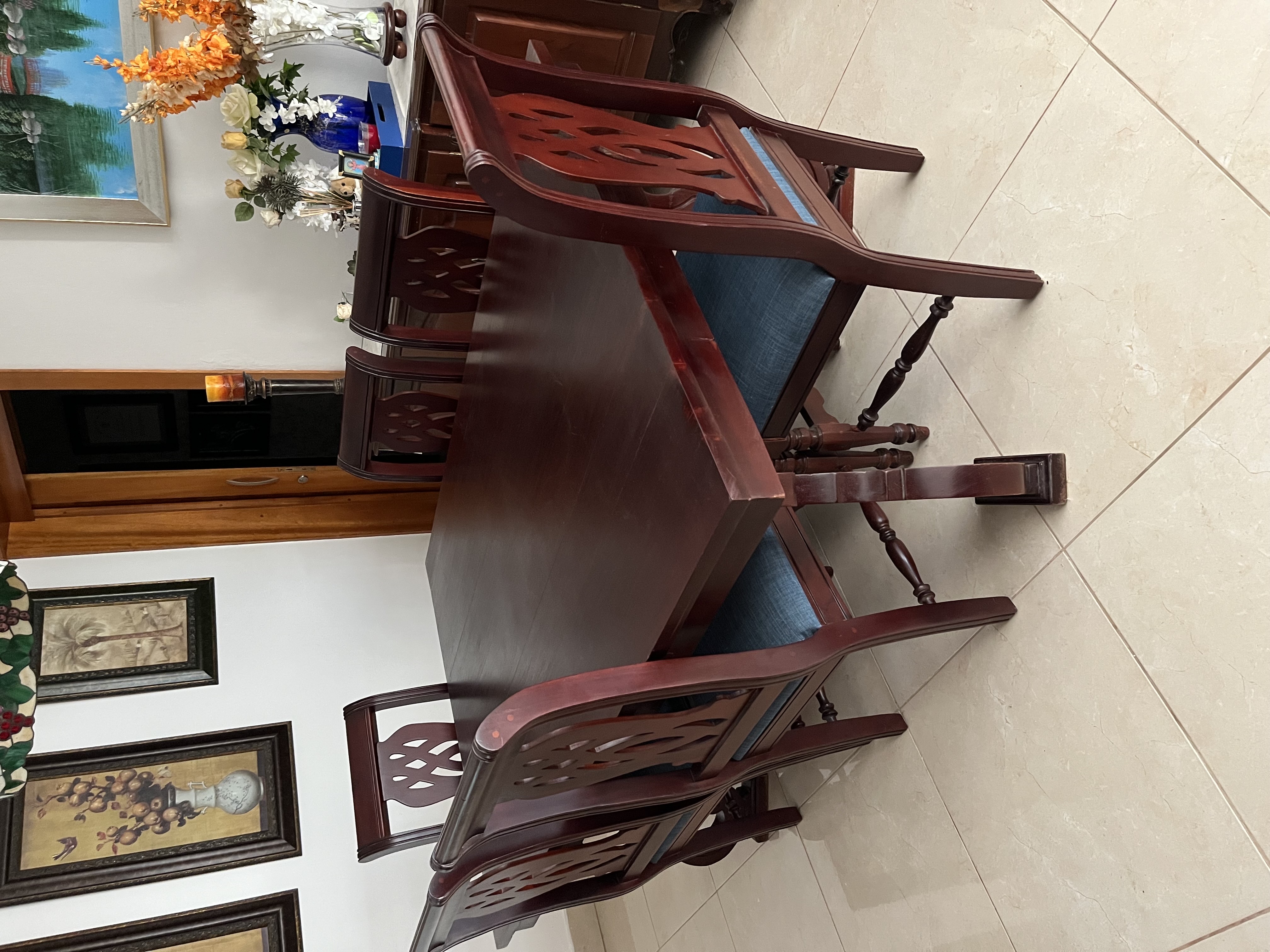 muebles y colchones - venta juego comedor caoba 6 sillas 4