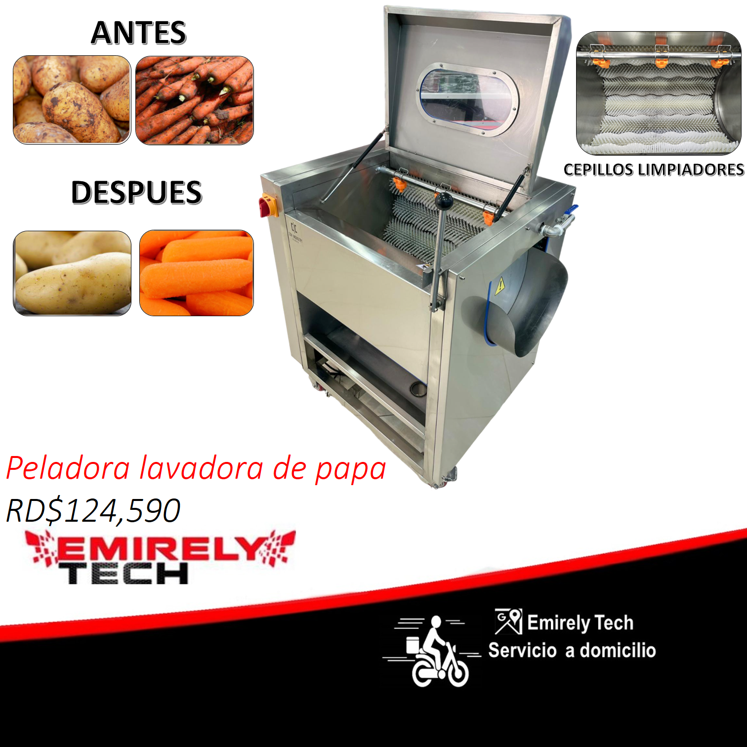 equipos profesionales - Peladora lavadora de papas zanahorias tuberculos