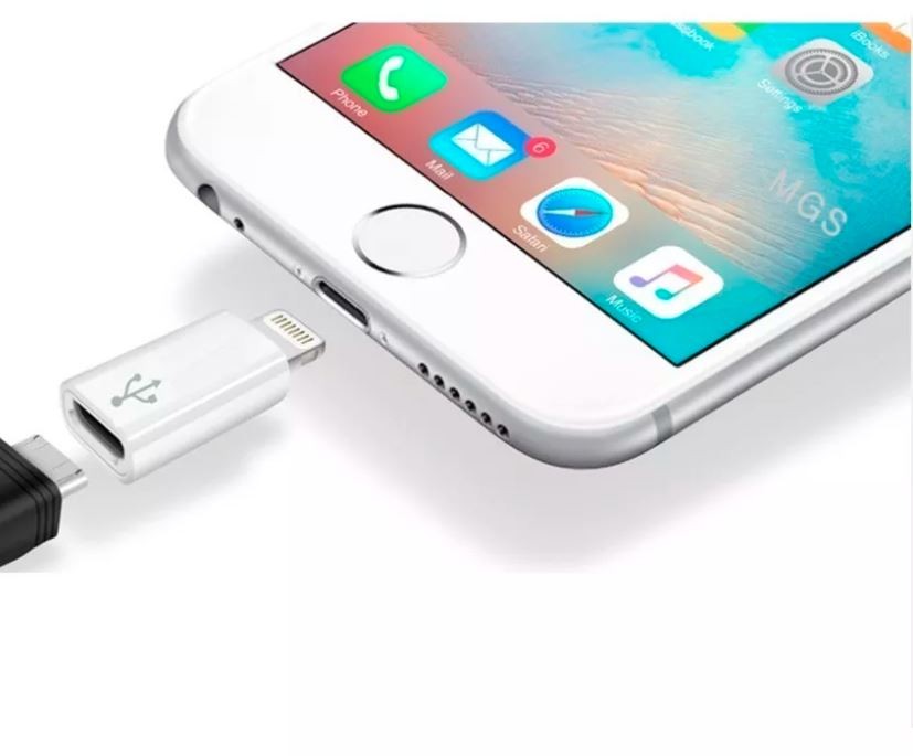 accesorios para electronica - Adaptador de micro USB V8 a conector lightning iPhone
 0