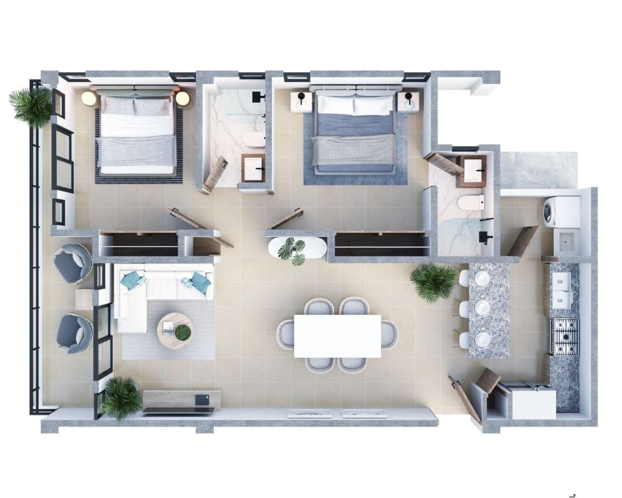 apartamentos - Apartamentos de 2 habitaciones con línea blanca incluída 8