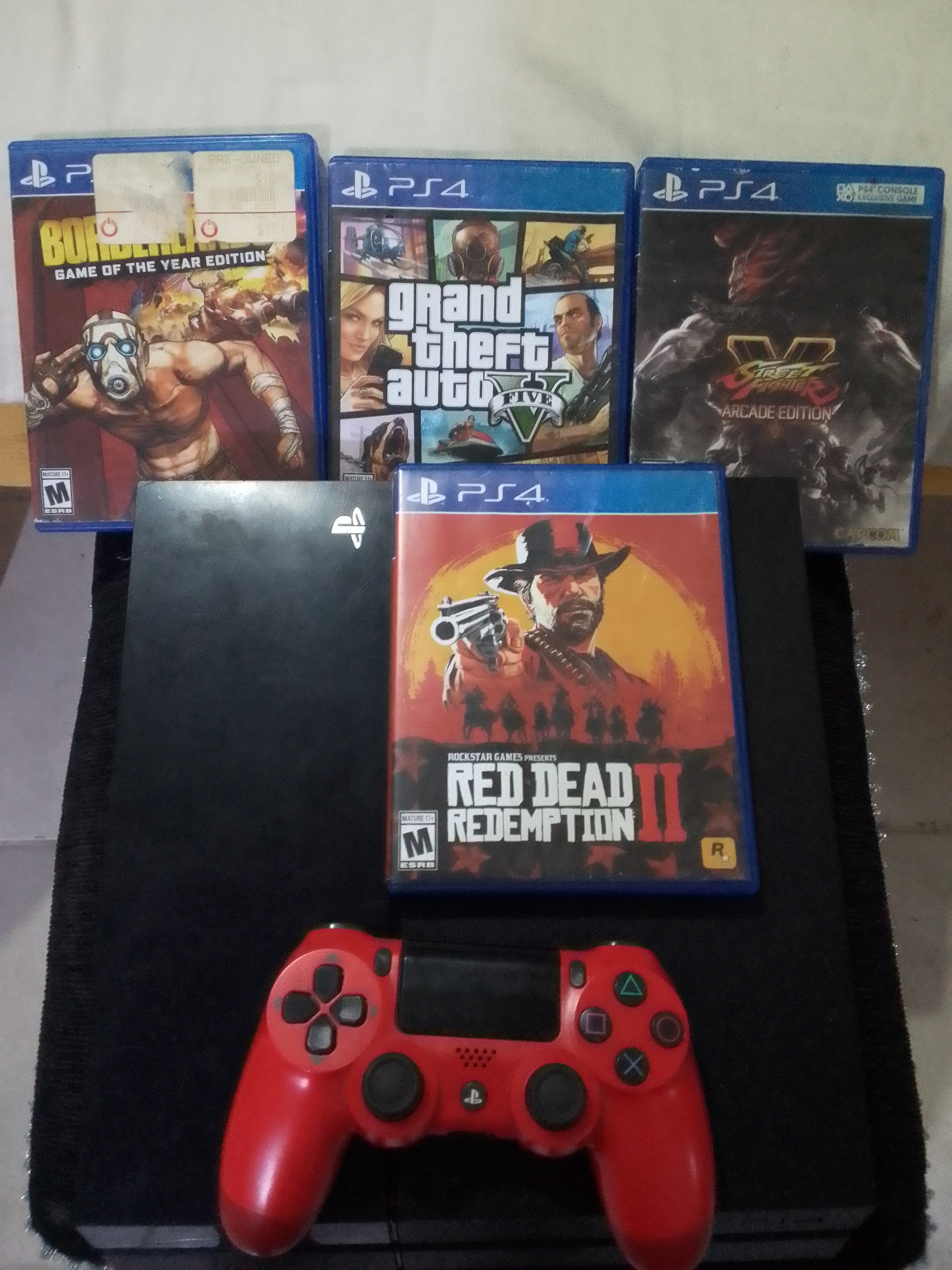 consolas y videojuegos - Playstation 4 Fat, 4 juegos y 1 control, 500 GB