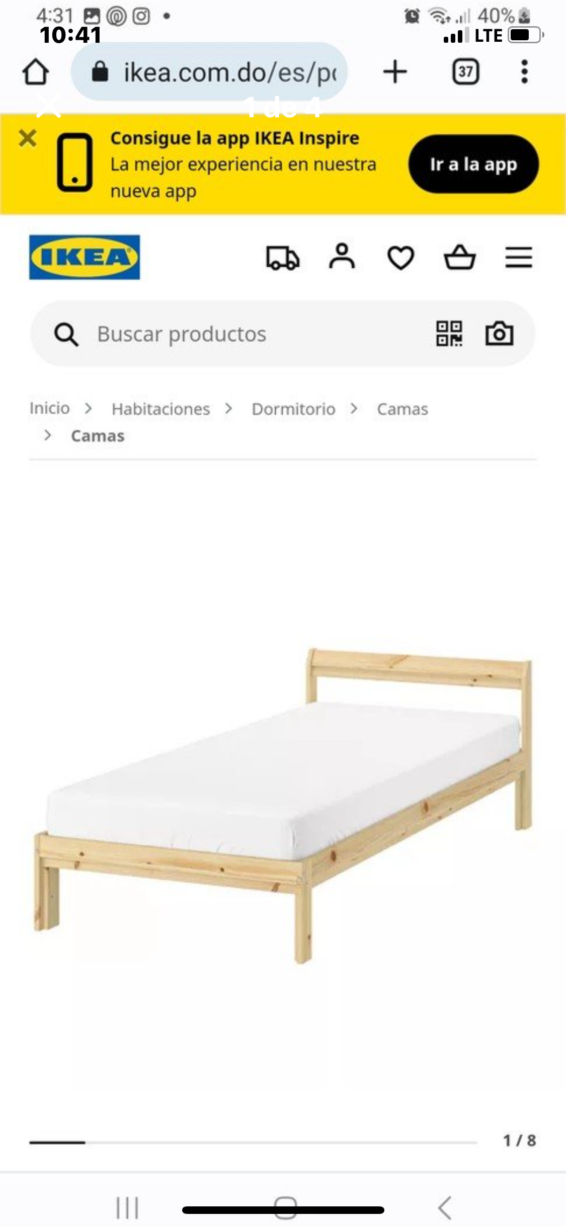 muebles y colchones - Base Cama twinn 39” con colchón 1