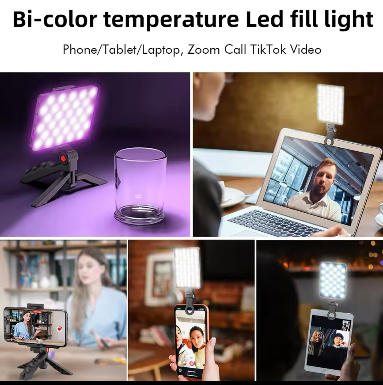 accesorios para electronica - Luz LED para Selfie de 2500K-9000K, iluminación RGB para fotografía, teléfono  5