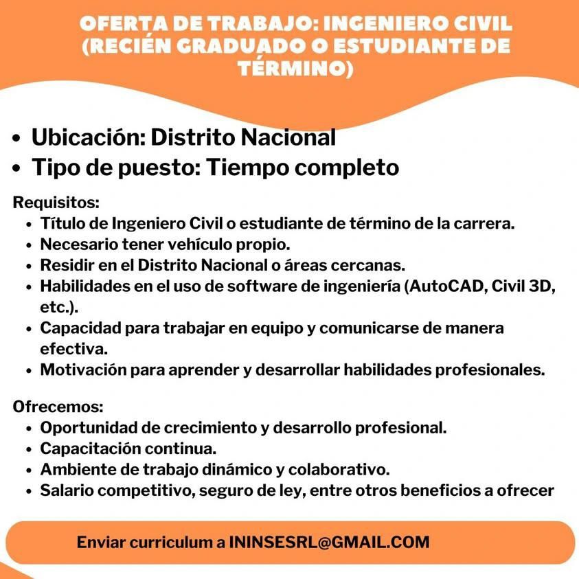 empleos disponibles - Se busca Ingeniero Civil