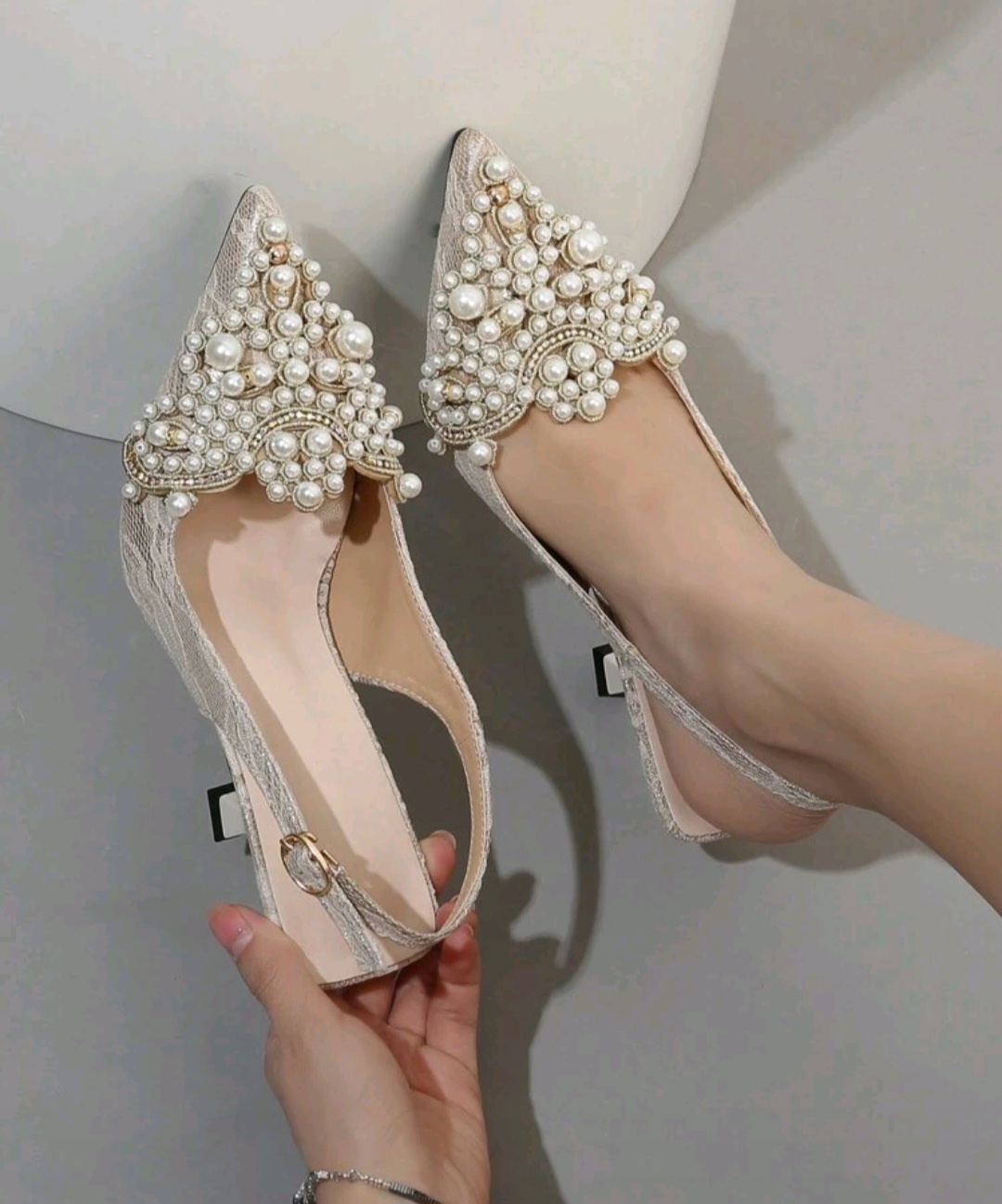 zapatos para mujer - Zapatos de tacón alto con perlas  1