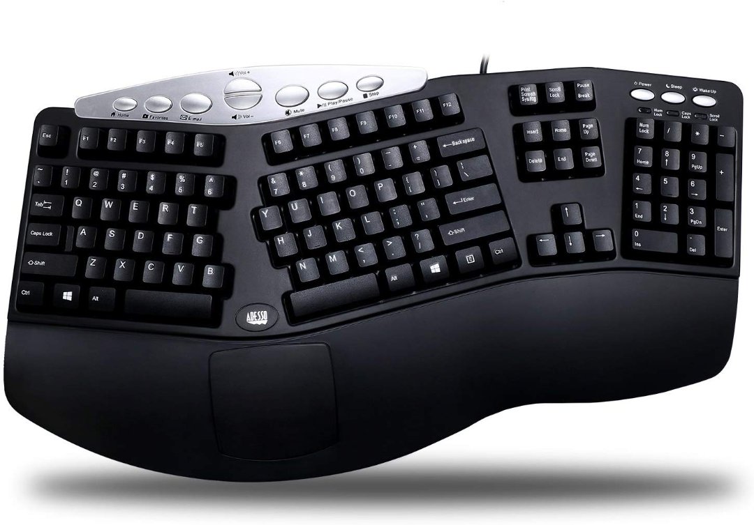 computadoras y laptops - TECLADO ERGONOMICO ADESSO TRU-FORM MEDIA CONTOURED. PCK-208BK