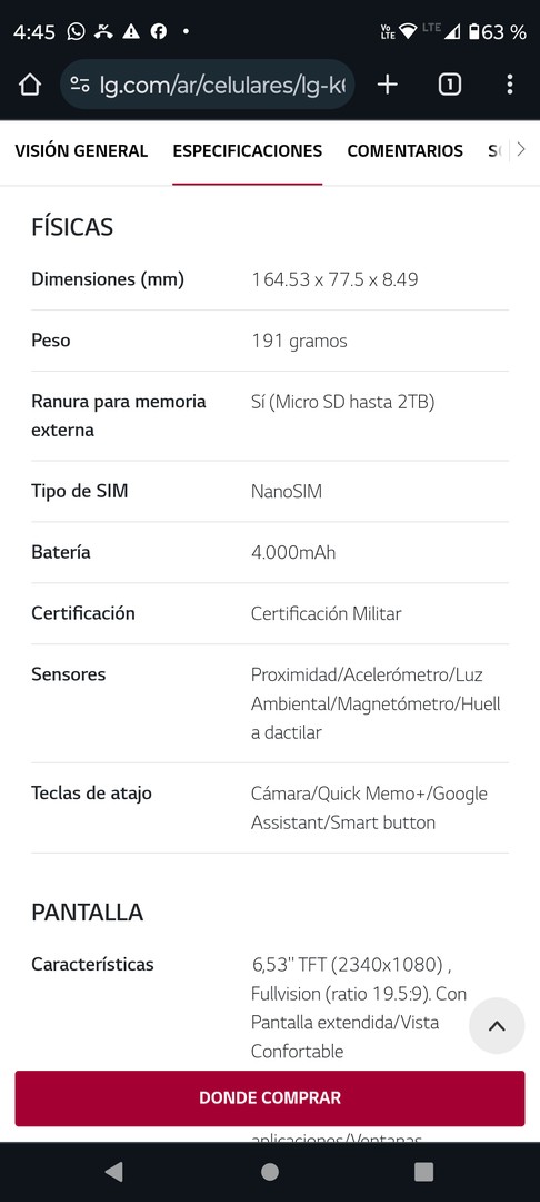 celulares y tabletas - LG K61 5