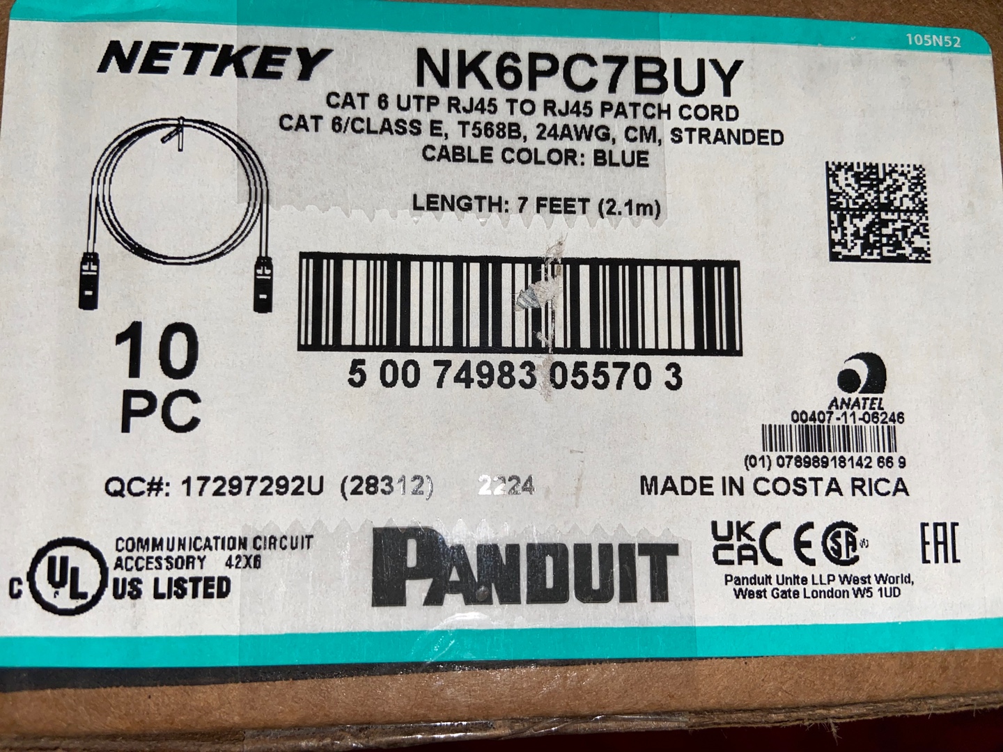 accesorios para electronica - Patch Cord Panduit 7ft NK6PC7BUY