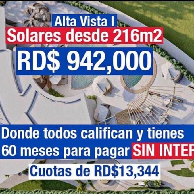 solares y terrenos - venta de solares en punta cana Alta vista village a 17minutos de la playa 