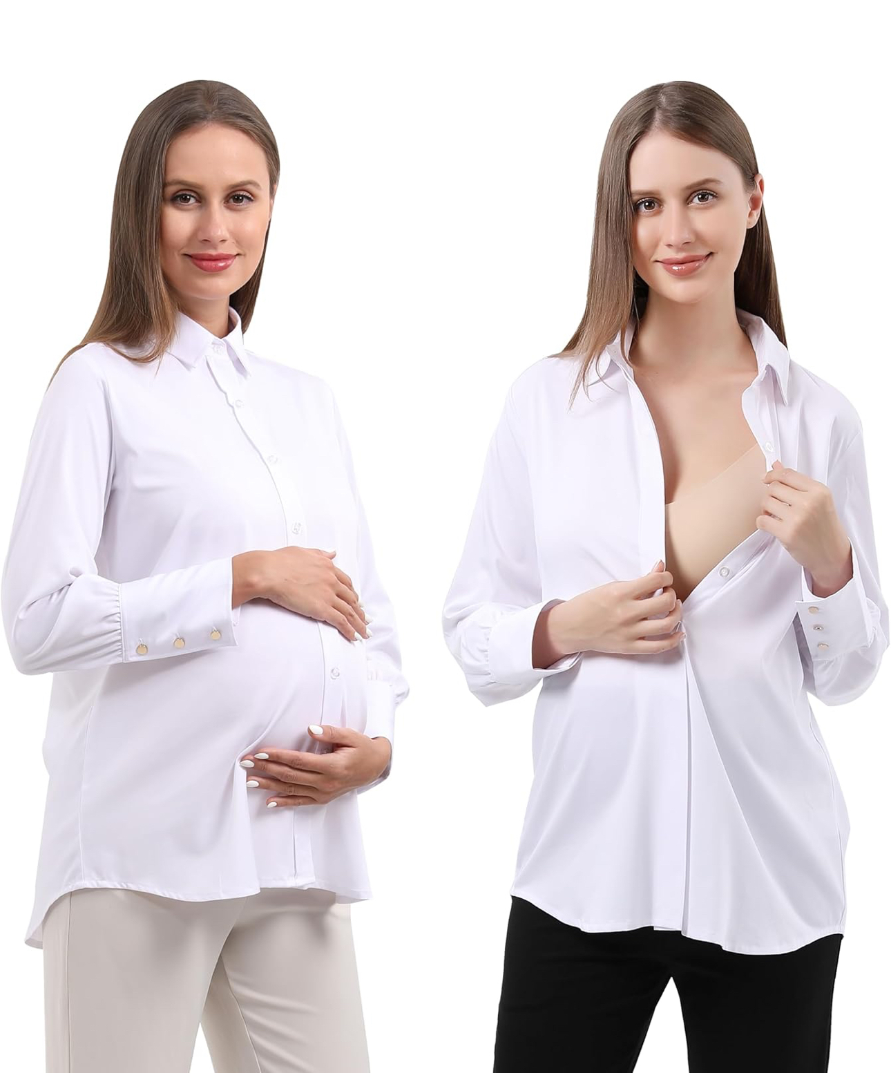 ropa para mujer - Camisa de maternidad con botones, size Small 2