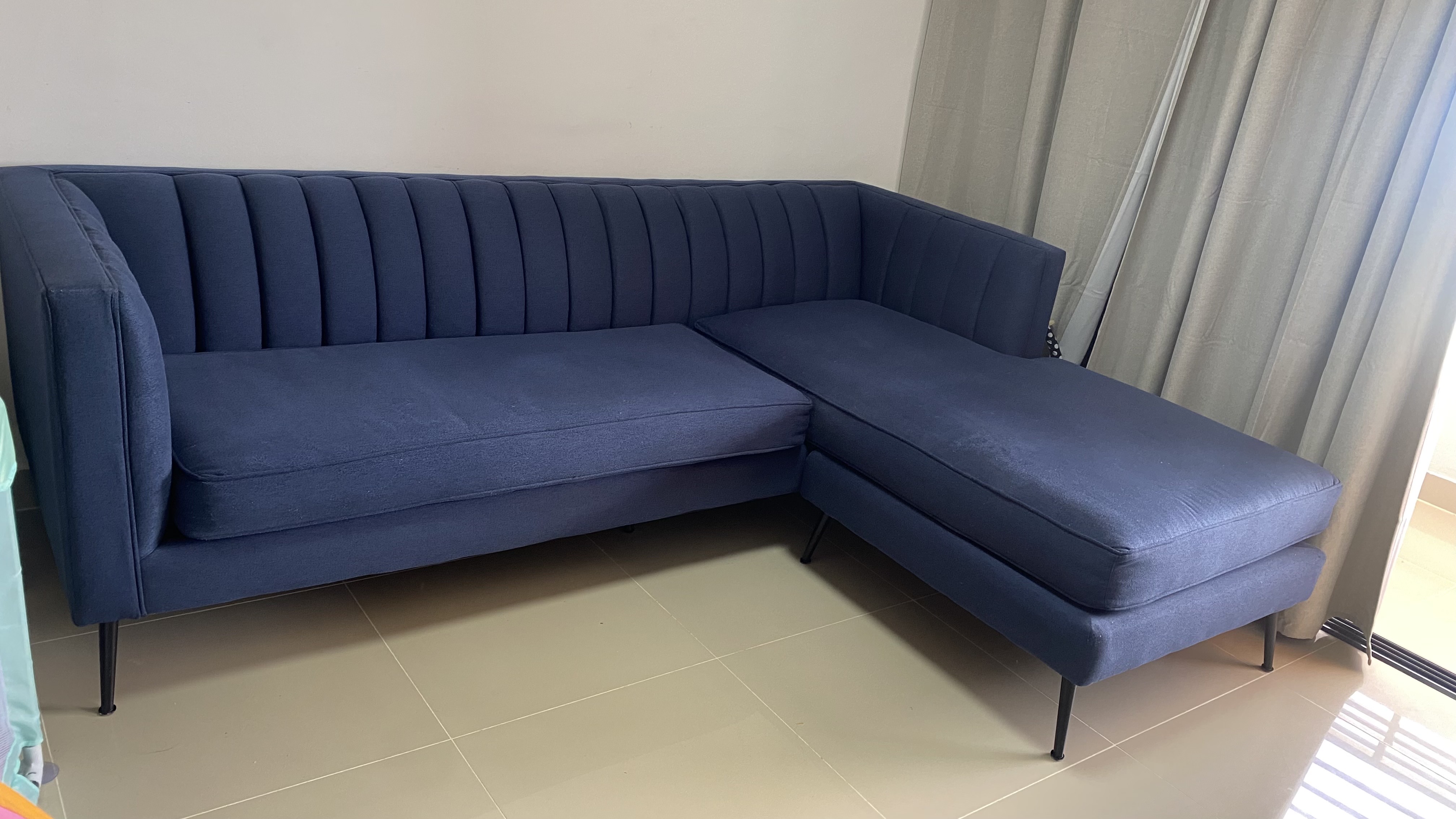 muebles y colchones -  Sofá en L Azul Royal  0