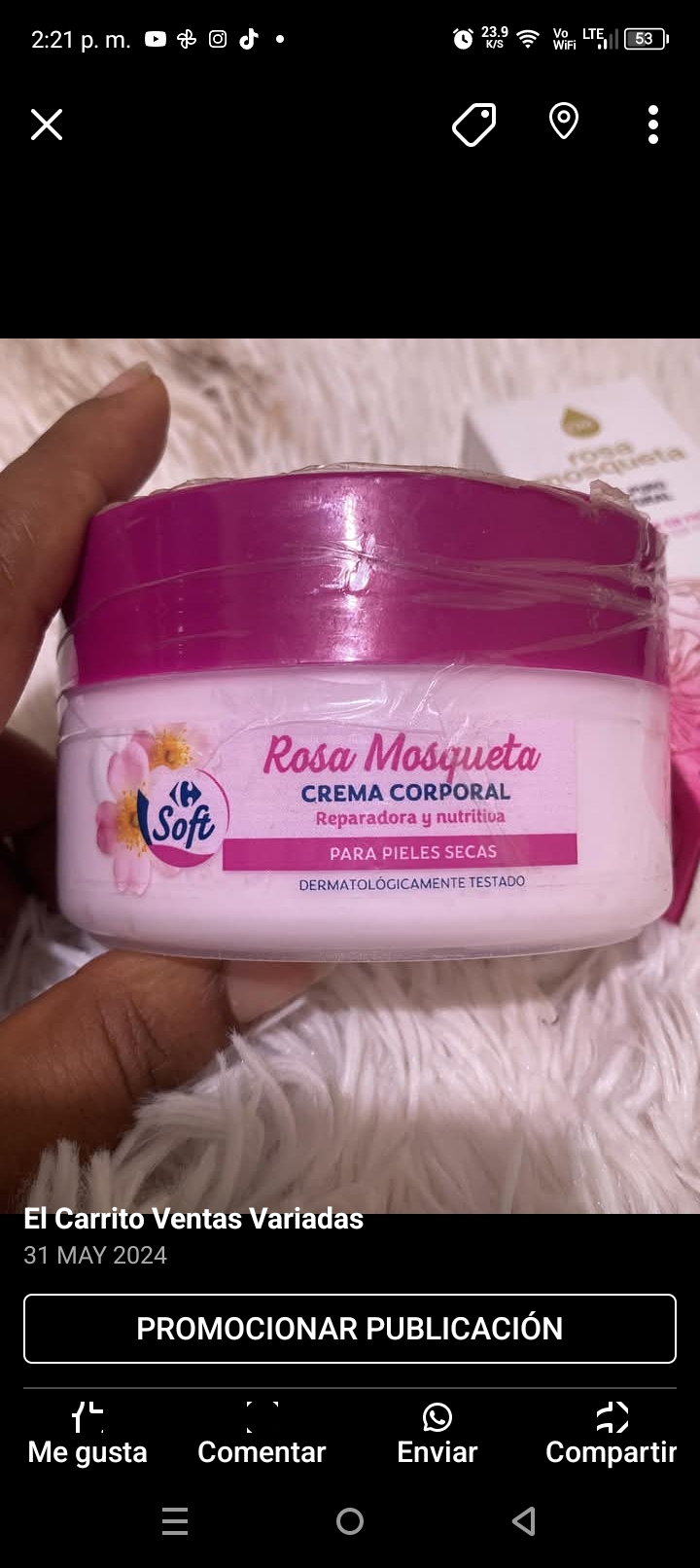 salud y belleza - crema de rosa de mosqueta $500.00