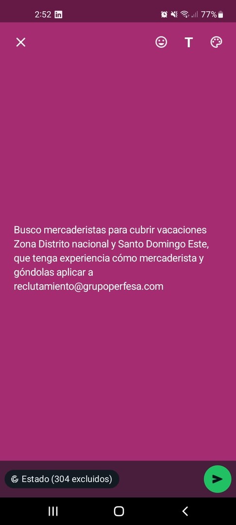 empleos disponibles - Mercaderista vacacionista Zona Distrito nacional y Santo Domingo Este