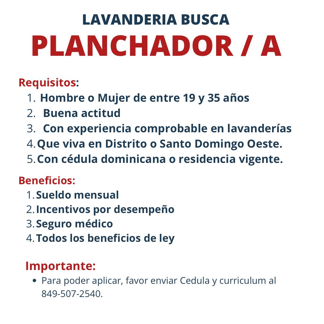 empleos disponibles - Vacante Planchador/a