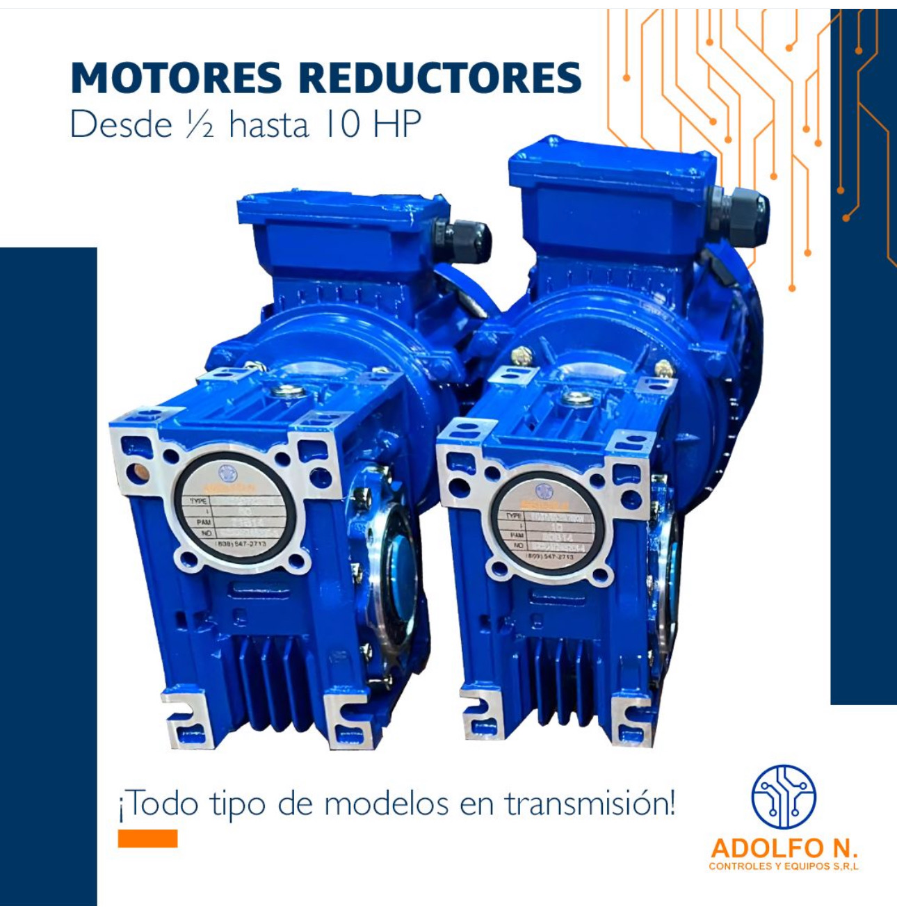 construccion e industrial - motores reductores desde 1/8hp asta 10hp 10:1 asta 100:1 todo los ratios 3PH