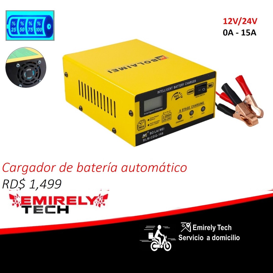 otros electronicos - Cargador de bateria automatico 12V 24V 15A para vehiculo motor