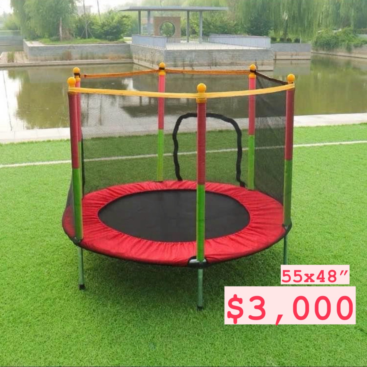 juguetes - Trampolin para niños medidas 48x55 pulgadas peso max 200 libras Nuevo 