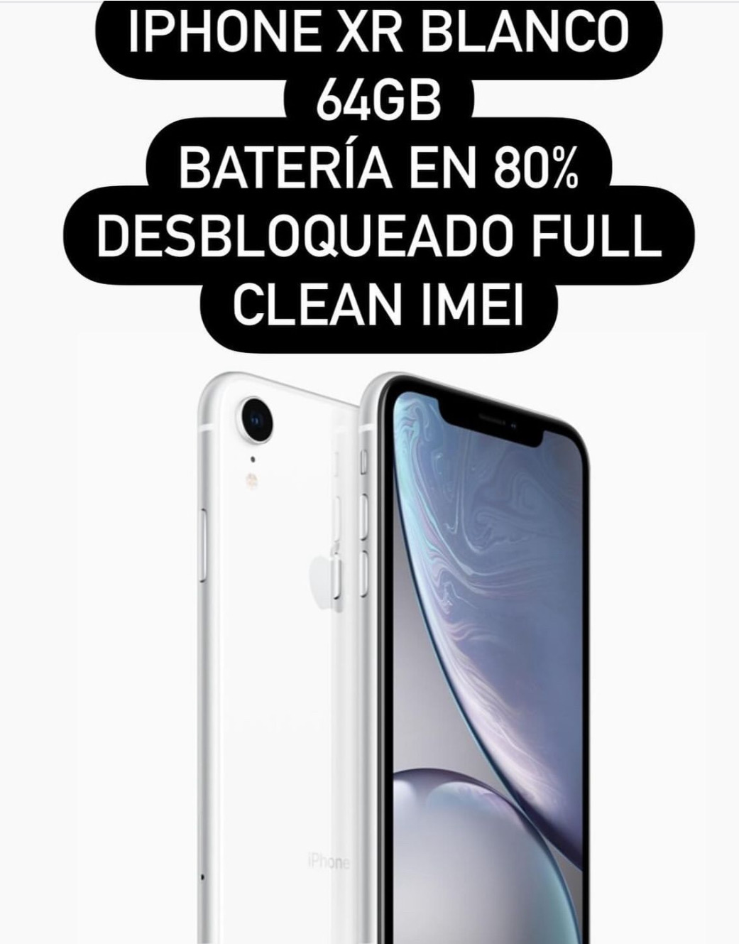 celulares y tabletas - IPHONE XR BLANCO 64gb 