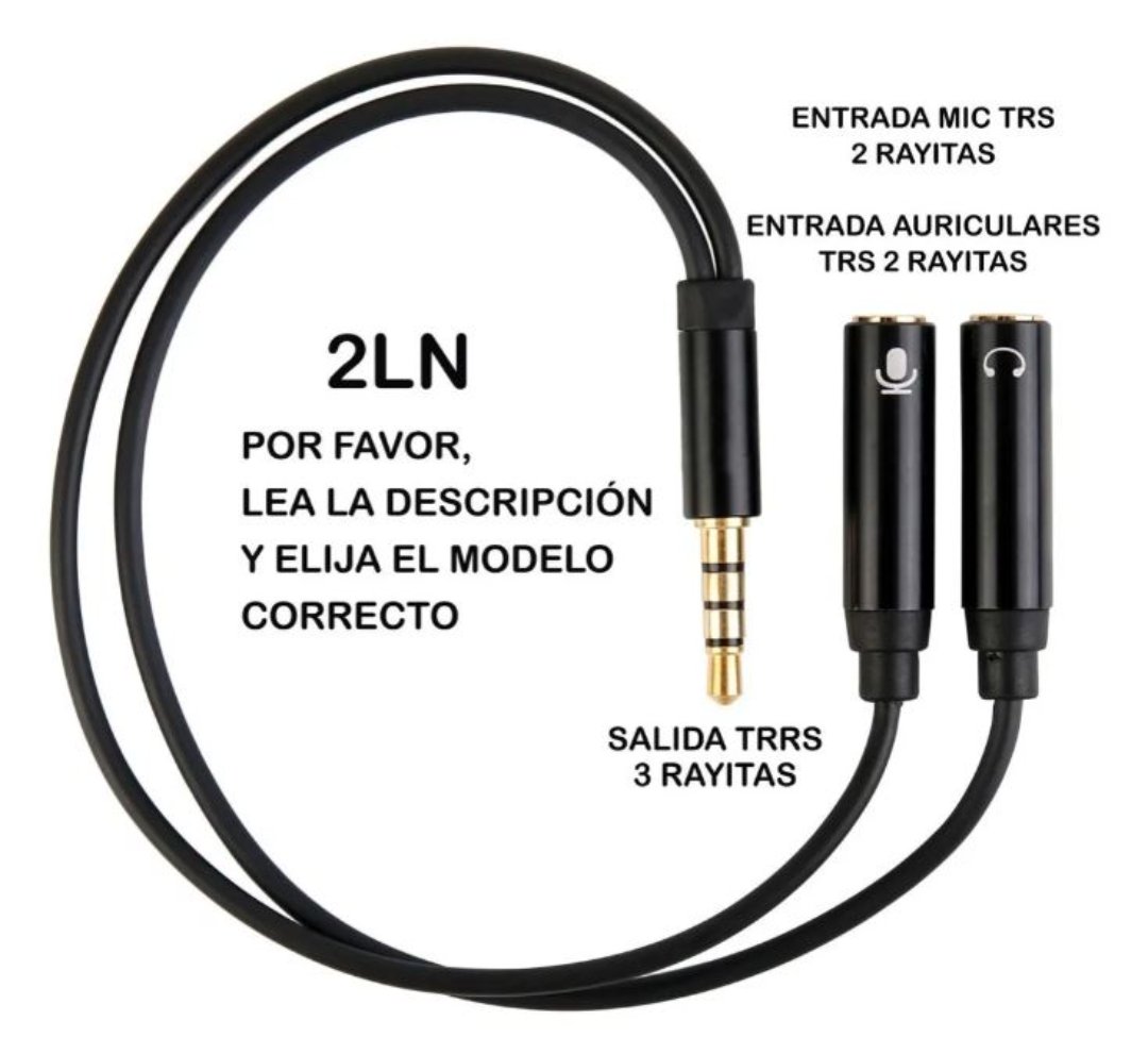 computadoras y laptops - Adaptador divisor de audio audífono y micrófono con conector 3.5mm 2