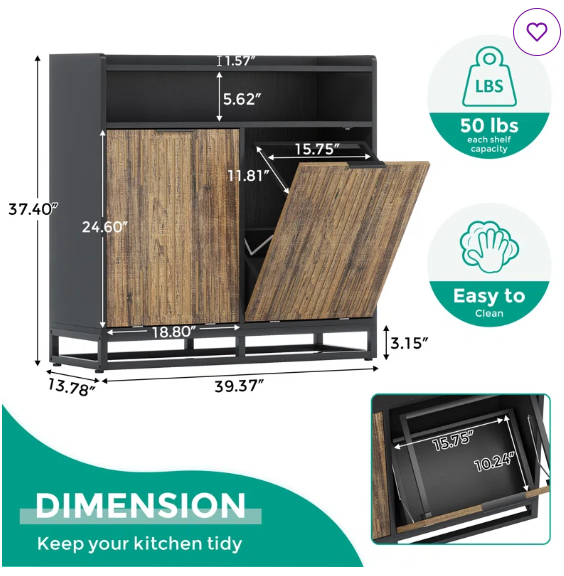 decoración y accesorios - Estante con basurero integrado 2