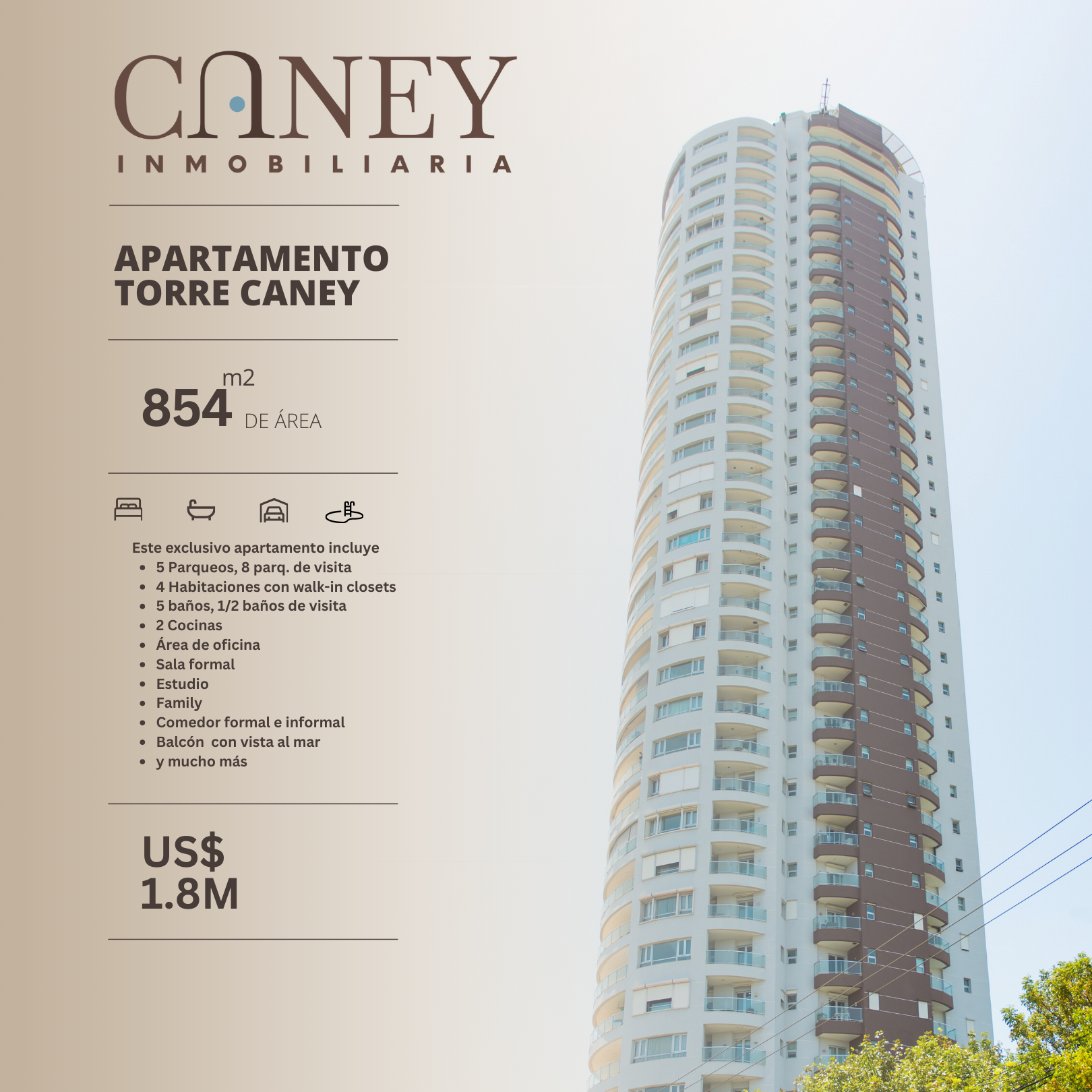 apartamentos - TORRE CANEY APARTAMENTO DE PISO ALTO Av. Anacaona