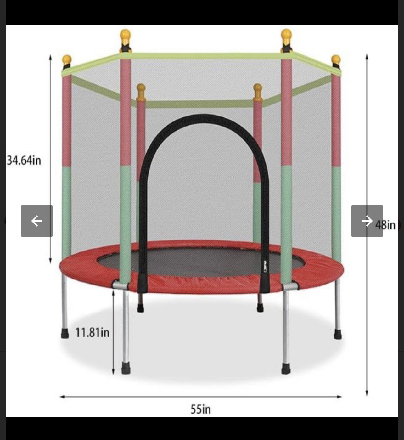 juguetes - Trampolin para niños medidas 48x55 pulgadas peso max 200 libras Nuevo  3