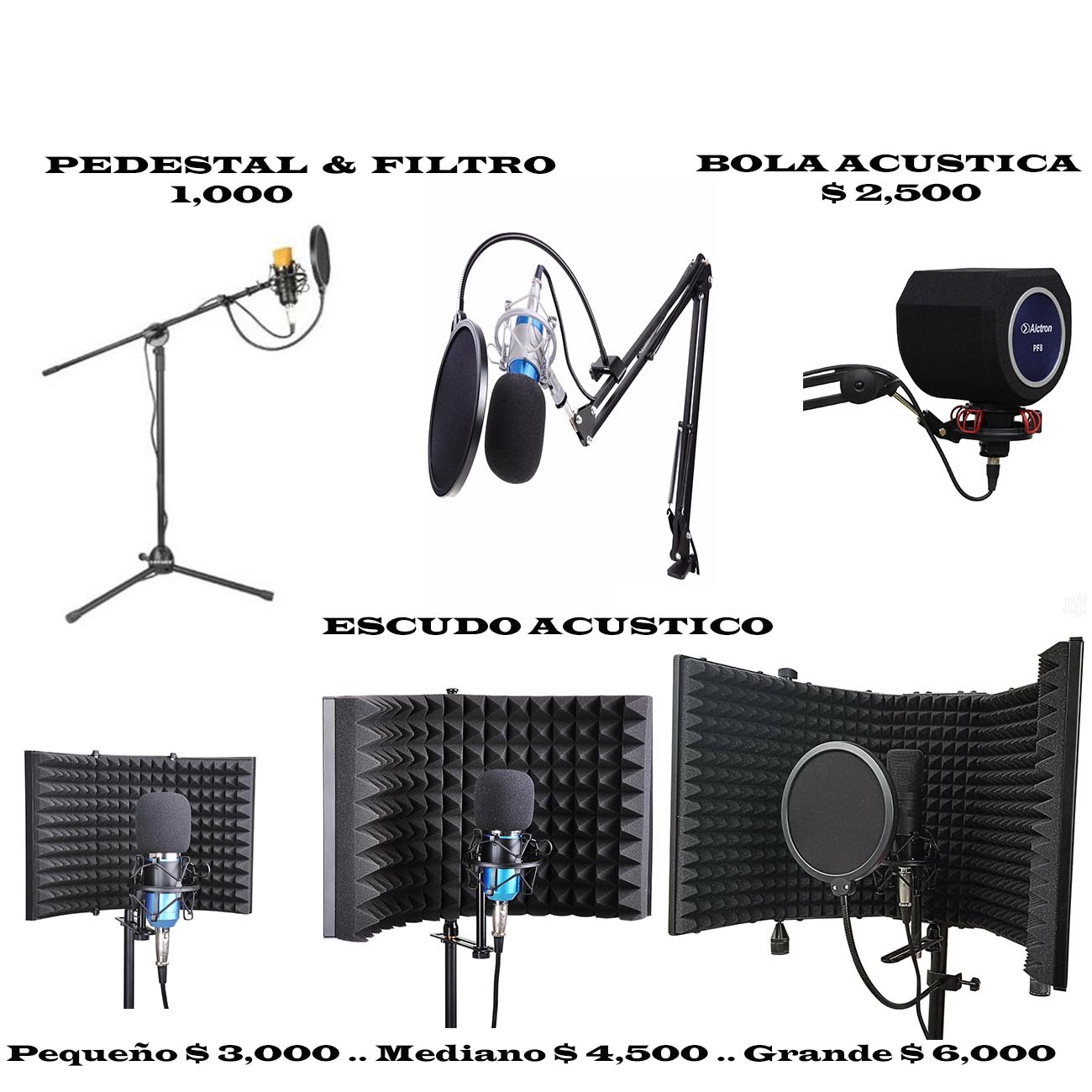 camaras y audio - Pedestal Filtro Isolacion Acustica Escudo Mini Cabina Microfono bola acustica