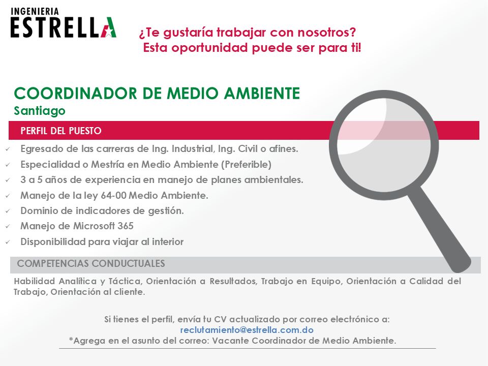 empleos disponibles - Coordinador de Medio Ambiente 0