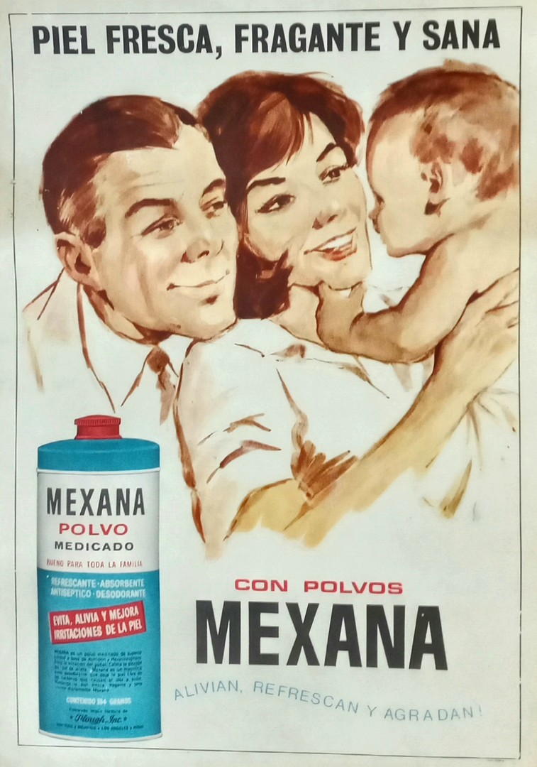 decoración y accesorios - Afiche antiguo original de talco Mexana, lámina poster cuadro