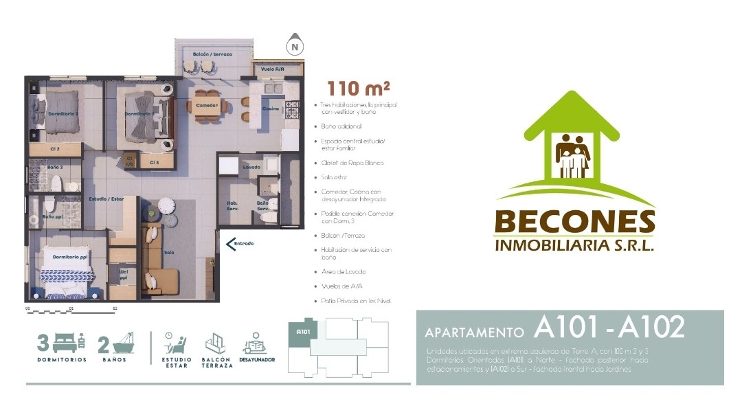 apartamentos - Apartamentos de 105 Metros de construcción.  4