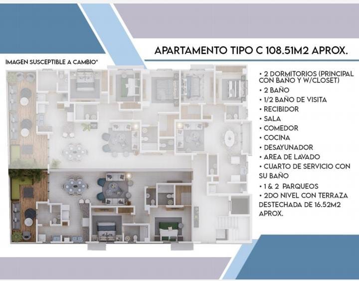 apartamentos - En venta segundo nivel con terraza nuevo y LISTO 2 habitaciones 2 parqueos 145M 7