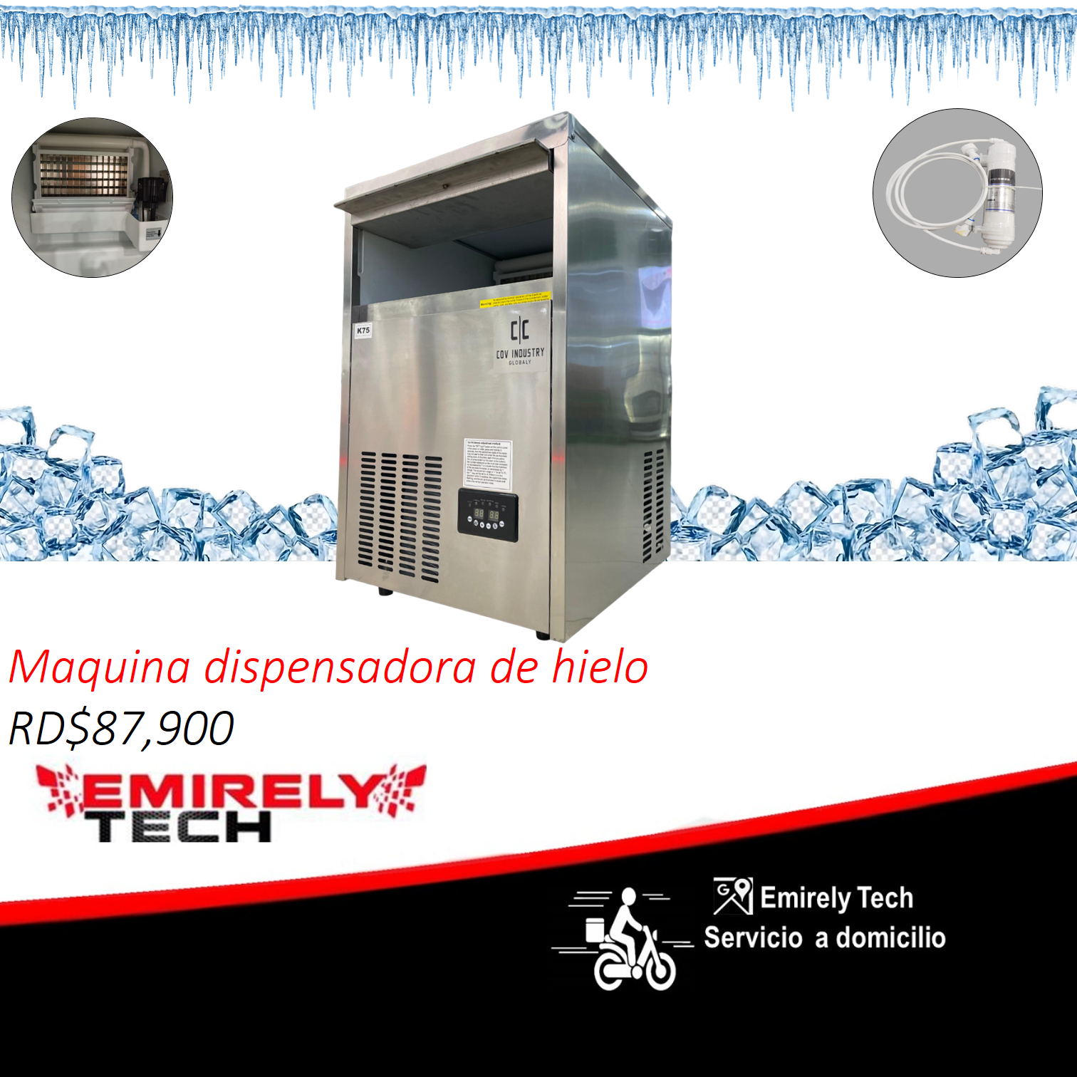 equipos profesionales - Maquina dispensadora generador cubos de hielo 