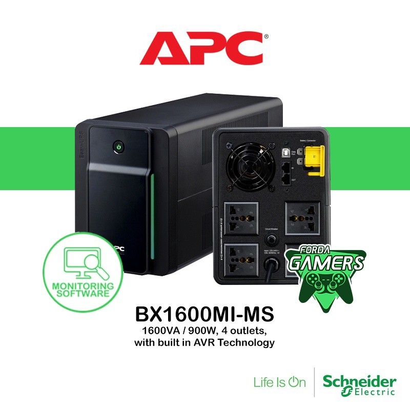 computadoras y laptops - UPS APC BX1600M-LM BACK-UPS 1600VA, 960 WATTS, 120V, AVR, 6 X NEMA 5-15R, X RJ45