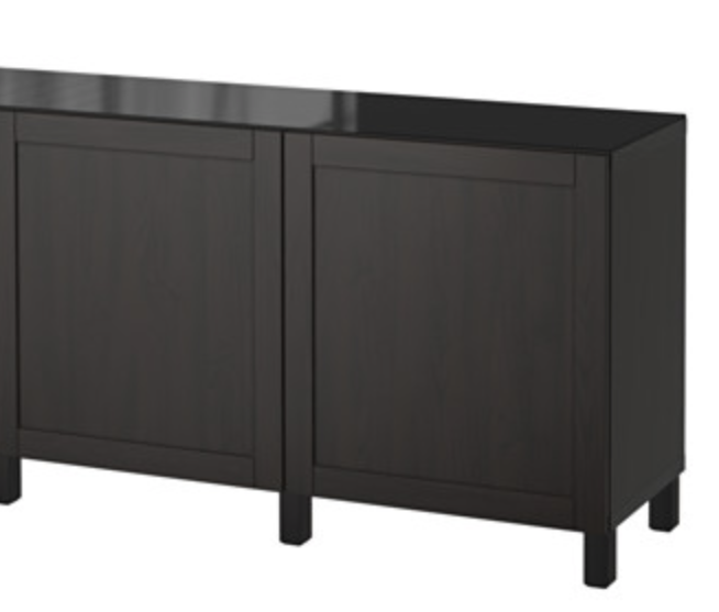 muebles y colchones - mesa credenza con tope vidrio color marron 1