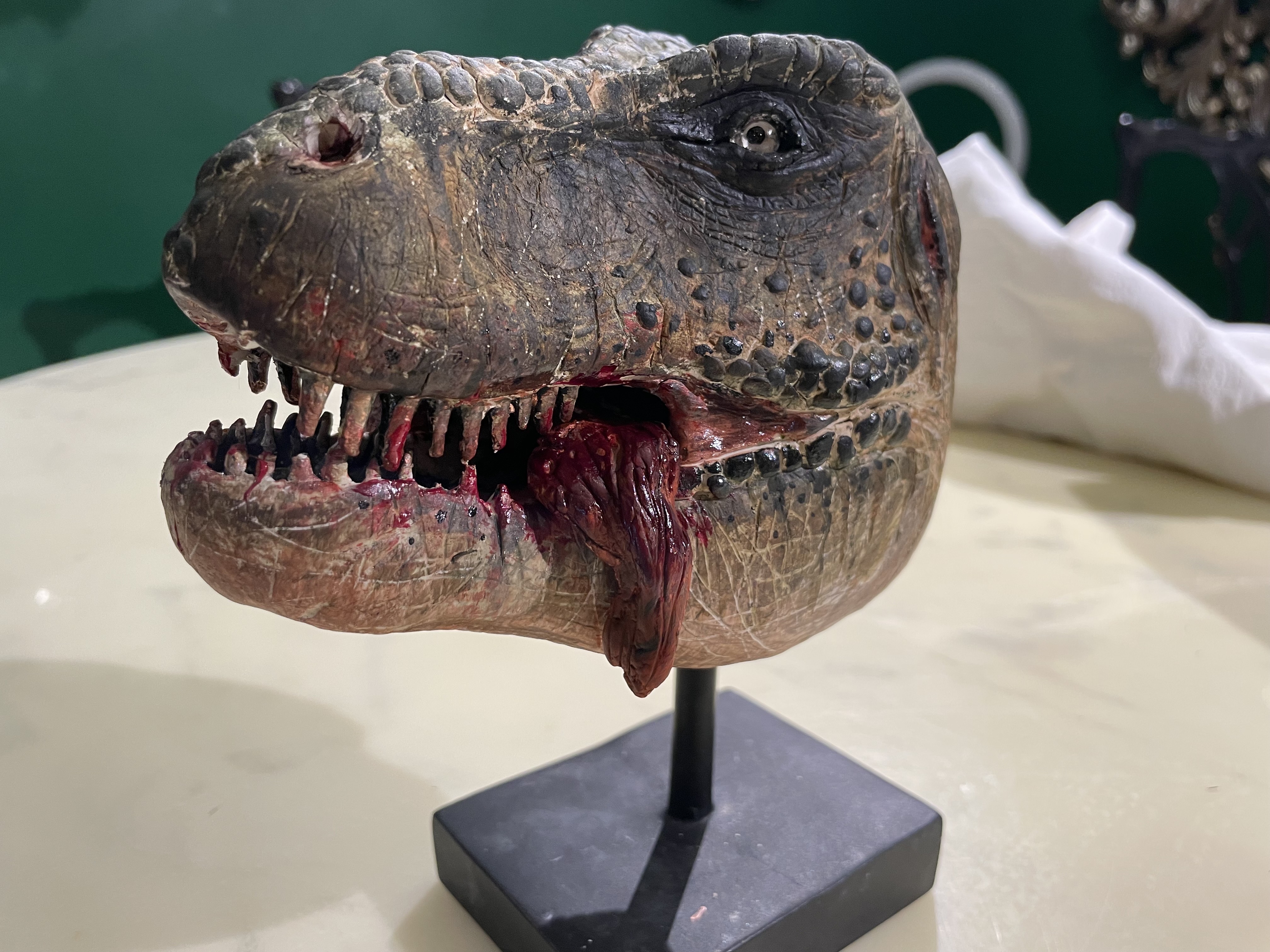 hobby y coleccion - Escultura Cabeza de T-Rex Escala 1/10 Ojos Realistas