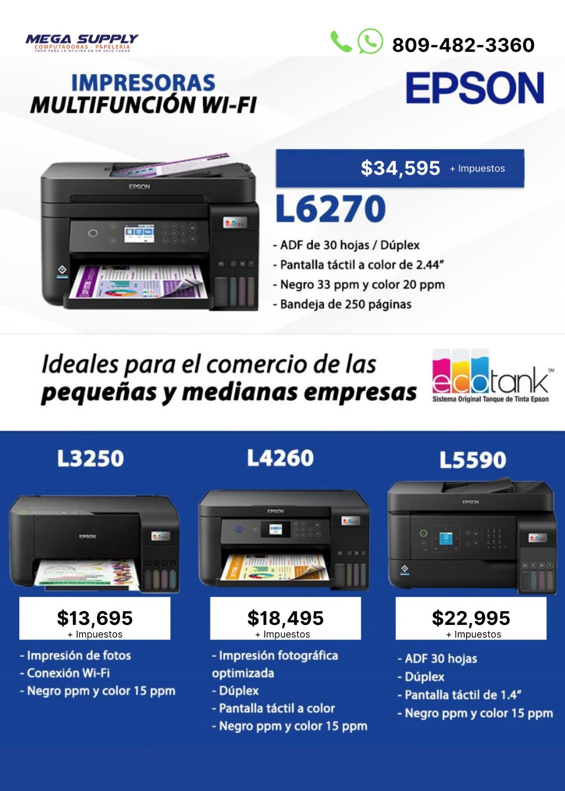 impresoras y scanners - MULTIFUNCIONALES EPSON DE BOTELLA DE TINTA,Wi-fI 