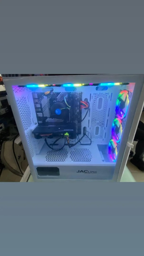 computadoras y laptops - CASE ATX GAMING JACL-GC10 Blanco, 6 Fans RGB Nuevo sellado  2