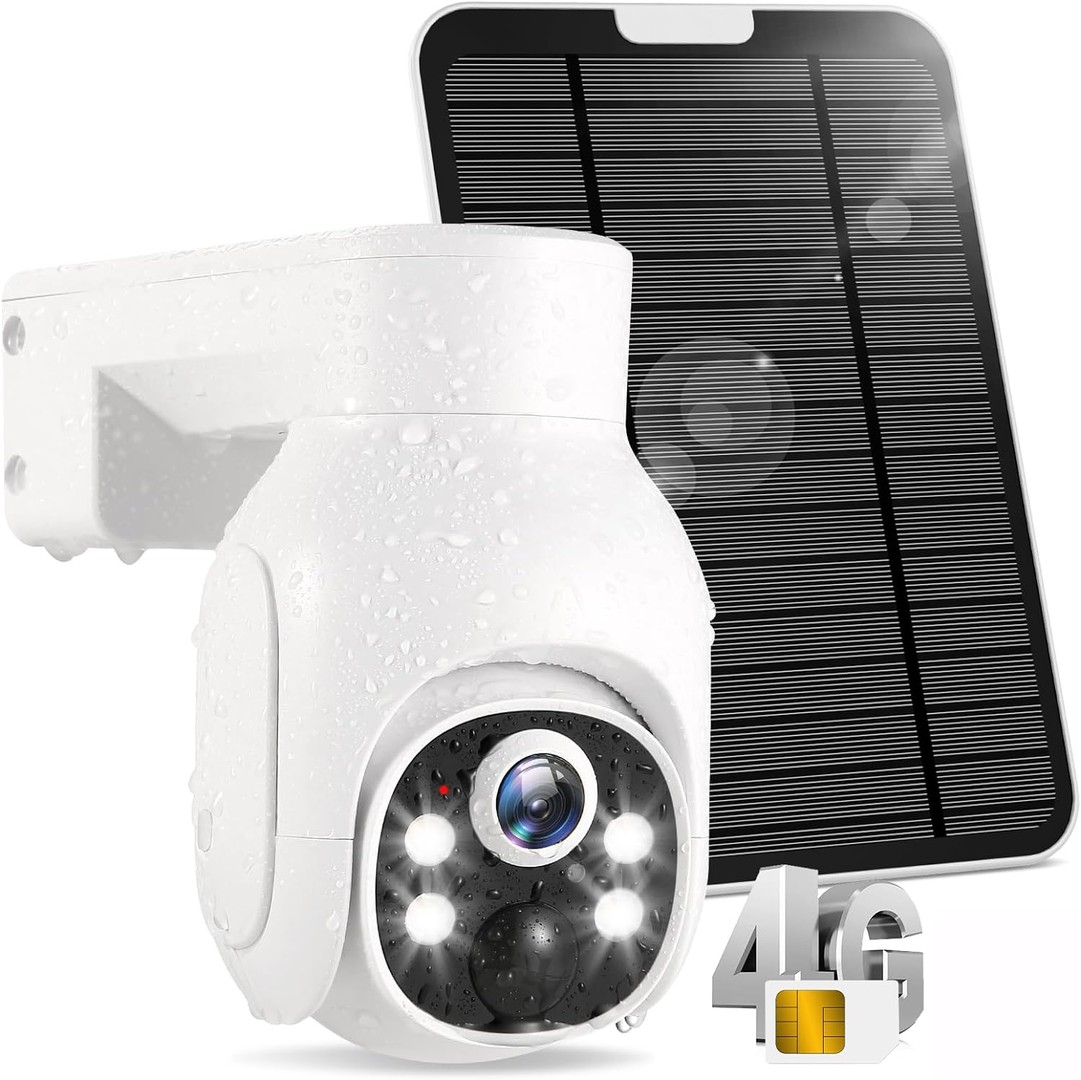 camaras y audio - Camara de Seguridad 3MP 2K PTZ, 4G LTE (Admite Sim Card), Con Giro 360