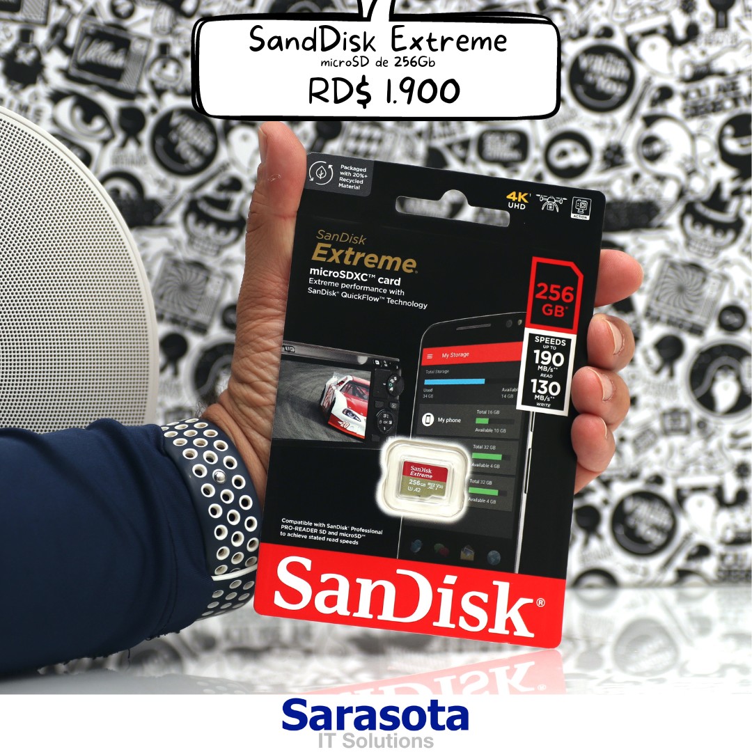 accesorios para electronica - MicroSD 256Gb SanDisk Extreme (190 MB/s) con adaptador