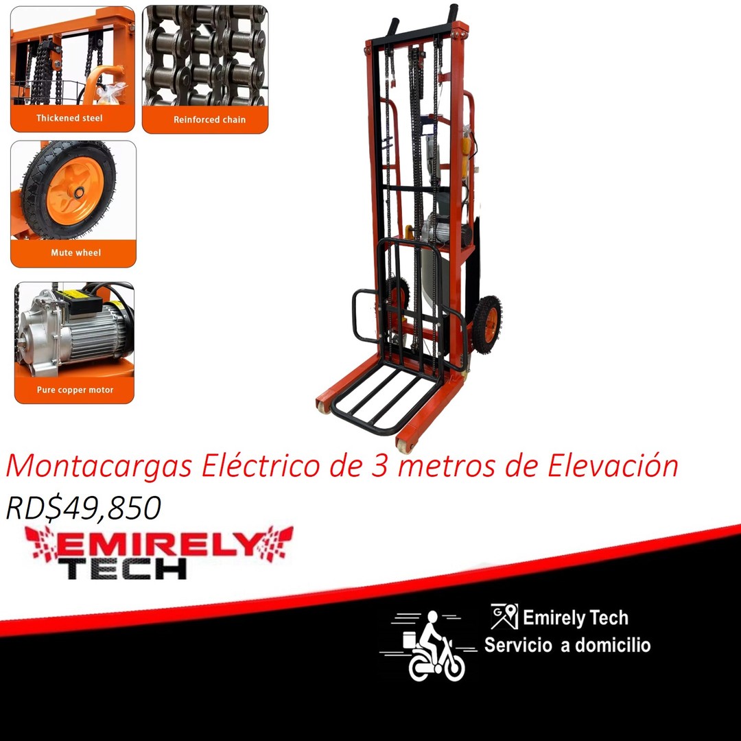 equipos profesionales - Montacargas grua Carretilla de 3 metros de elevacion electrico de 200KG