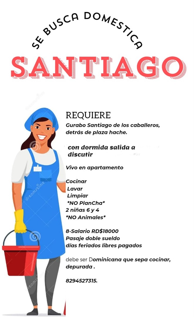 empleos disponibles - Se busca Domestica Santiago 18000