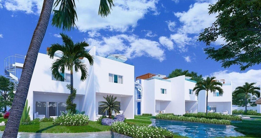 casas - Proyecto en venta Punta Cana 24-608 tres dormitorios, seguridad, parqueos.
 4