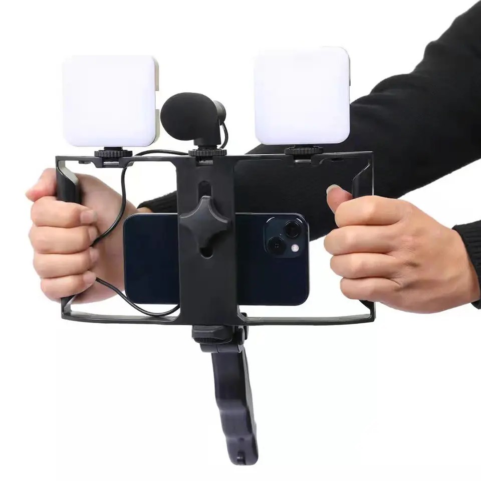 equipos profesionales - Vloging Kit para grabar videos deportes actividades clases tripode doble lampara 5