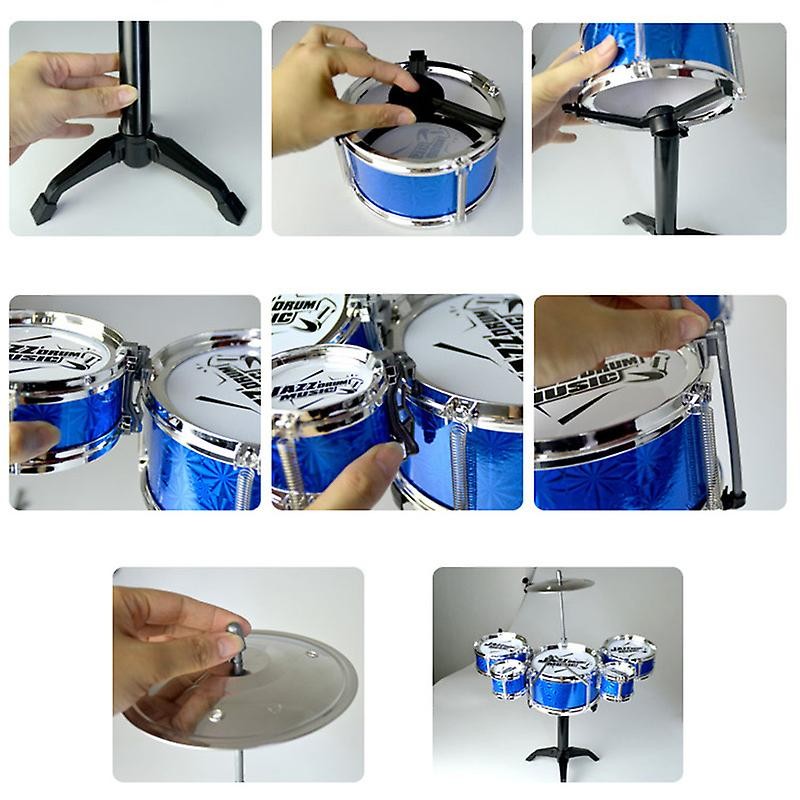 juguetes - MINI SET BATERIA MUSICAL 5 TAMBORES Y SILLA TABURETE JUGUETE INSTRUMENTO 1