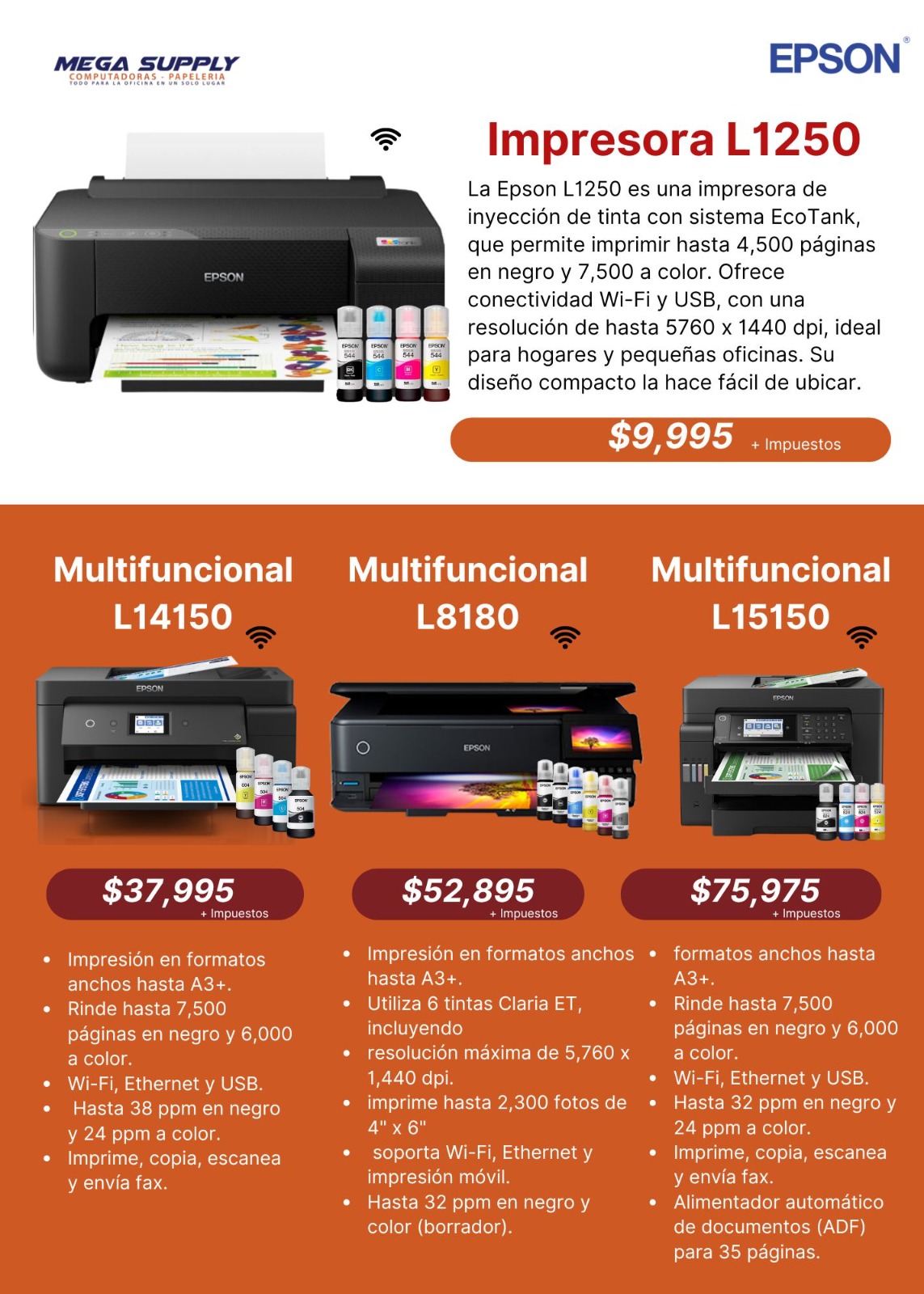 impresoras y scanners - impresoray multifuncionales epson 