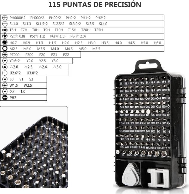 herramientas, jardines y exterior - Kit juego de destornilladores de precision 115 en 1 bisutime 5