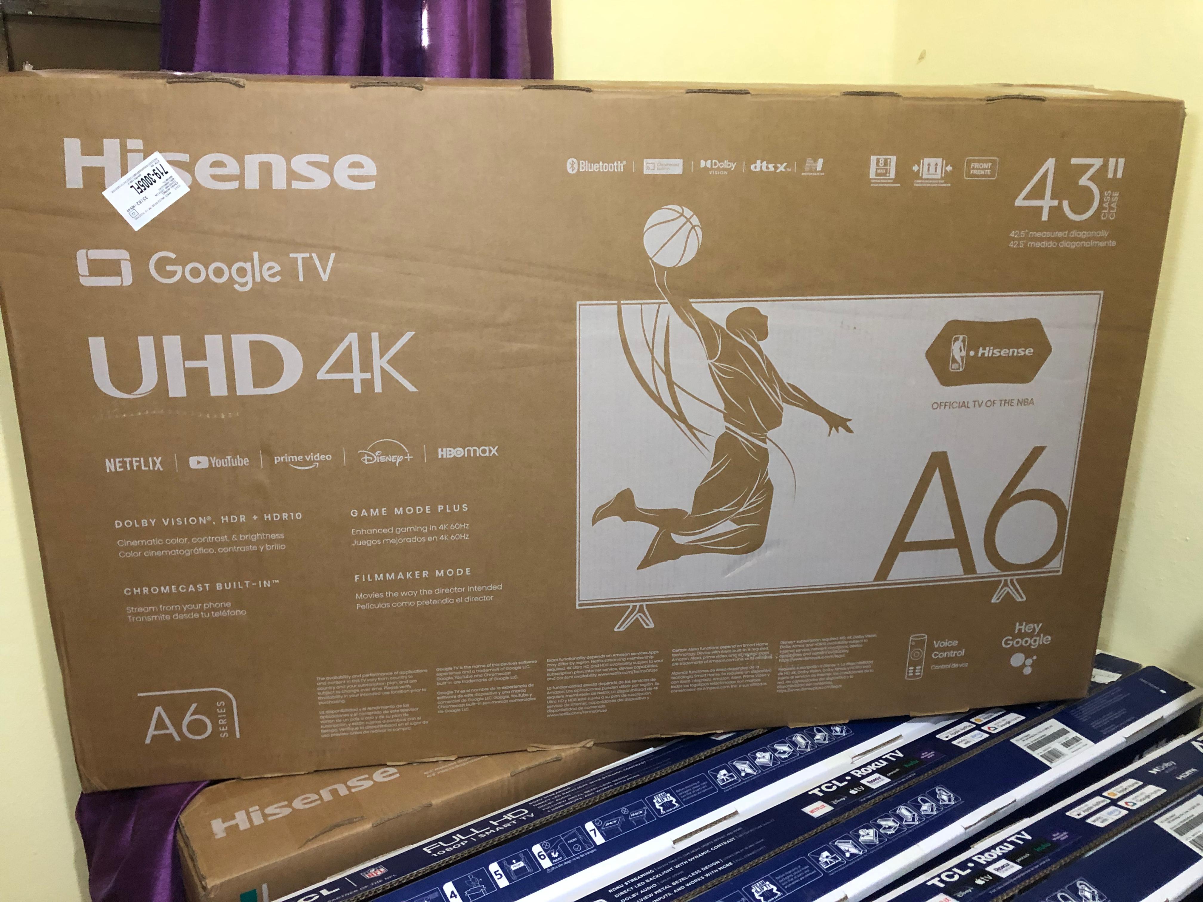 tv - Hisense Google tv 43 pulgadas 4K UHD sin bordes en la pantalla 